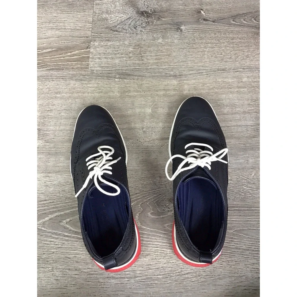 Cole Haan Men's Size 9.5 M Navy Wingtip Oxford Dress Shoes Red Sole C26318